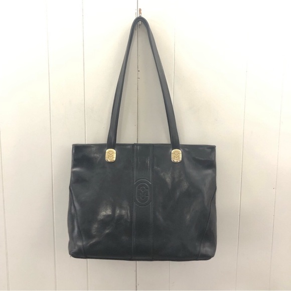 Vintage MARINO ORLANDI Smooth Black Leather Tote - Picture 14 of 17